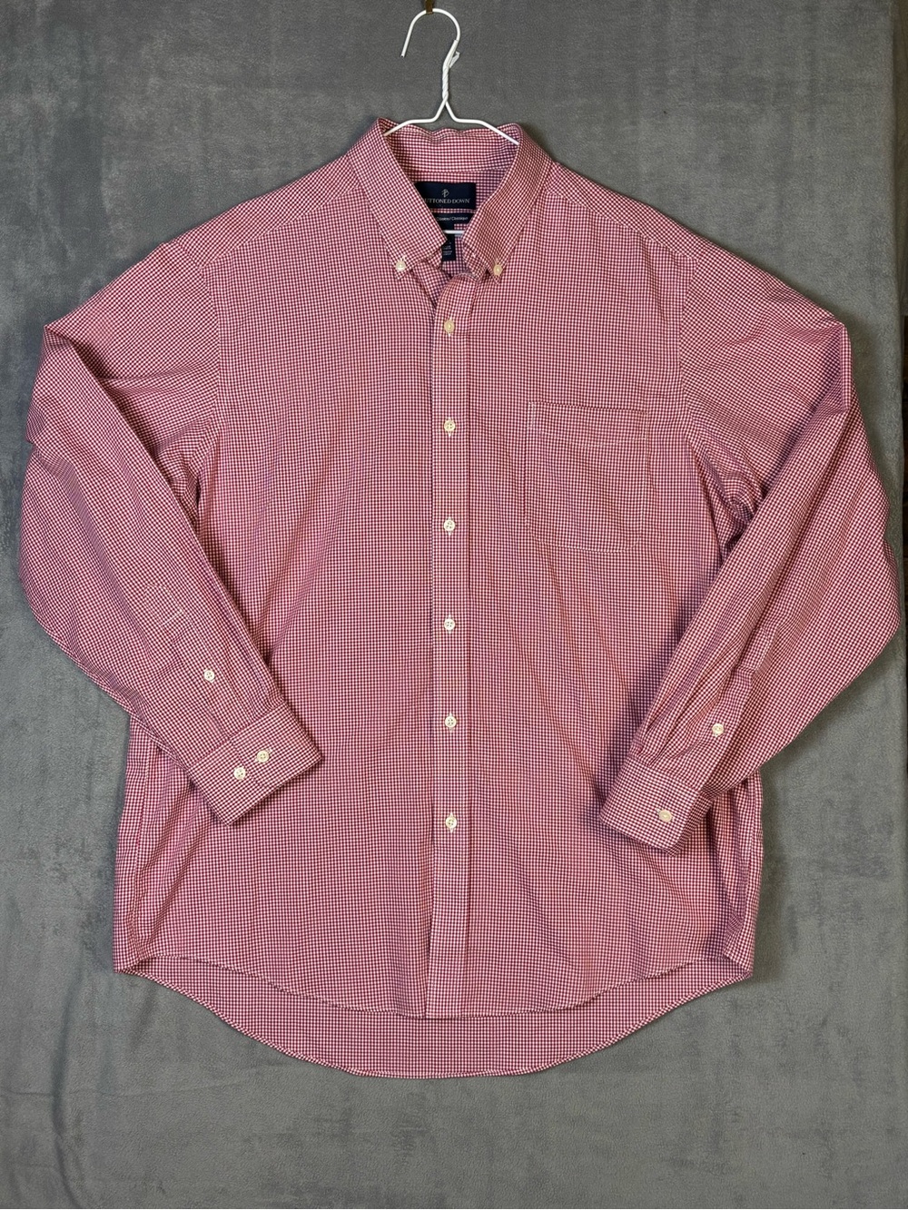 Buttoned Down Men 17 36 Dress Shirt Red Gingham 100% Supima Cotton Classic